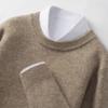 Suéter de cashmere de 7 pinos espesso de fio duplo Suéter de cashmere masculino Outono e inverno Gola redonda Uso externo Base quente Suéter de lã de montanha masculino