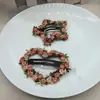 Grampo de Cabelo Estrela de Cinco Pontas Coração Atmosfera Primavera Verão Presilha Lateral Flor Bordada Rosa Gota d'Água Presilha BB Presilha para Franja Feminina Acessórios de Cabelo