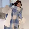 Coleção de Novos Cachecóis de Mohair Liso para Outono e Inverno, Cachecóis Atmosféricos Estilo Coreano, Cachecóis Tipo Xale Ampliados e Espessados Atacado