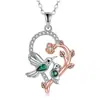 Collar con Colgante Cruzado Nuevo Colibrí Corazón de Flor en Forma de Corazón para Novia Cadena de Clavícula de Amor Regalo del Día de San Valentín