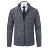 Casaco cardigã de malha masculino outono e inverno 2024 transfronteiriço jaqueta masculina gola alta suéter top liso casual
