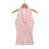 Fs602-25 Nuevo Estilo de Verano Estilo Europeo y Americano Estilo Blogger de Instagram Espalda Descubierta Encaje Empalmado Tirante Sin Mangas Cuello Halter Chaleco