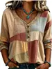 Nuevo top de manga tres cuartos suelto con estampado y cuello en V, estilo europeo y americano, para mujer, adecuado para uso casual, vacaciones y con un aire retro.