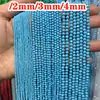 Sección de cuentas sueltas de turquesa azul de tierras raras 2-4 mm cuentas de vidrio finas facetadas pulsera collar joyería DIY venta al por mayor