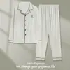 Pijama para hombre de manga larga, tipo algodón, nuevo estilo otoño/invierno, hecho de algodón, se puede usar como ropa exterior, diseño de frente abierto, adecuado para principios de primavera, conjunto de hombre, delgado