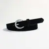 Nuevo Cinturón de Gamuza para Mujer, Estilo Occidental Transfronterizo, Moderno y Único, Cinturón de Hebilla de Pin Simple Más Vendido para Mujer