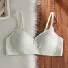 Sutiã de Algodão com Renda para Seios Pequenos com Efeito Push-Up Feminino Estilo Fino Suporte Lateral Antiderrapante Sem Costura Confortável Sutiã Sem Fio