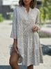 2025 Nova Roupa Feminina Europeia e Americana Transfronteiriça Aliexpress Amazon Vestido Decote V Manga Sino Estampa Bolo Patchwork