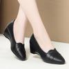 Sapatos femininos primavera e outono plataforma camada única femininos damasco 2023 novo couro macio sola macia sapatos de mãe para mulheres de meia-idade e idosos sapatos de couro femininos