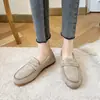 Zapatos Gruesos Peludos con Forro de Lana 2025 para Mujer, Mocasines Cálidos y Cómodos de Suela Suave para Otoño e Invierno, Zapatos de Algodón con Suelas Gruesas