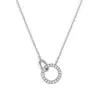 Colar compacto geométrico de círculo entrelaçado de alto padrão para moda feminina, nova corrente para clavícula com diamante, estilo frio, doce