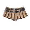 Chica caliente sexy doble cintura cabeza americana ultra corta cintura baja plisada falda 2023 nueva sexy con ropa interior mini falda