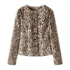 Atacado de fabricante de roupas femininas transfronteiriço 2026 jaqueta curta casual elegante e da moda com estampa de leopardo quente