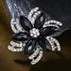 Broche de Flor de Vidrio Negro Personalizado y Creativo, Elegante y Único Estilo Fresco para Chaqueta de Traje, Accesorios para Abrigo Corsage