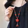 Novo Estilo Étnico Chinês Retrô Boêmio Corda de Cerâmica Jingdezhen Colar Acessórios de Alto Padrão Estilo Zen Feminino
