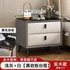 Mesita de noche de cuero, moderna y simple, para uso en el hogar, lujo ligero, pequeña, multifuncional, madera maciza, almacenamiento para dormitorio, mesita de noche, mueble de almacenamiento