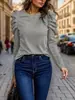 2025 Ropa de Mujer Transfronteriza Europea y Americana Amazon Otoño e Invierno Cachemira Cuello Redondo Ajustado Manga Abullonada Manga Larga Tops Transfronterizo Europeo y Americano