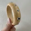 Yong Ge Accesorios Retro Europeo y Americano Tachuelas Redondas de Plata Pulsera Ancha de Madera Maciza Remache de Estrella de Cinco Puntas Poligonal Joyería de Mano al por Mayor
