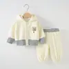 Estilo Casual Primavera e Outono Roupas Infantis Conjunto Esportivo para Bebê Desenho Animado Gola Alta Conjunto de Roupas Infantis