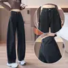 Jeans largo curvo cinza-preto Outono/Inverno 2026 Novo Solto Cintura Alta Emagrecedor Reto Calça Banana A13871