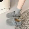 Zapatos de Algodón Peludo Cálidos Estilo Coreano con Velcro para Mujer 2025 Otoño e Invierno Nuevos Planos de Suela Casuales y Cómodos con Forro de Felpa Zapatos tipo Birkenstock