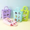 Monedero de silicona con forma de cueva cuadrada para niños, bolso cruzado para caminar, divertido y bonito bolso de silicona para cambio.