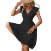 2026 Amazon Aliexpress Mais Vendido Novo Vestido Elegante de Verão Europeu e Americano com Mangas Franzidas para Mulheres