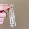 Brincos Longos Prateados com Franjas Estilo Francês da Moda para Mulheres, Brincos de Luxo Leve de Alta Qualidade, Joias Minimalistas Únicas para Mulheres