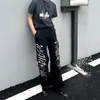 Jeans retro americanos de doble cara con estampado de espinas para hombre y mujer, de corte limpio, estilo high street, con lunares, casual, para pareja, de pierna ancha