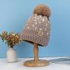 Gorro de lana con núcleo hilado para mujer, gorro cálido y grueso de invierno, gorro de punto con forma de luna de jacquard coreano, venta al por mayor