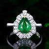 Con simulación de lana de algodón turmalina esmeralda rojo de internet en vivo superventas nuevo temperamento forma de gota diamante completo anillo abierto mujeres