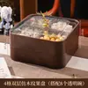 Plato de Fruta Compartimentado Imitación Madera, Caja de Snacks Retro para Sala de Estar con Tapa, Bandeja de Frutos Secos de Plástico, Caja de Almacenamiento de Snacks de Lujo Ligero para el Hogar