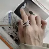 Anel Vintage Simples de Múltiplas Camadas Atacado Dongdaemun Coreano com Linhas Cruzadas Intricadas de Múltiplas Voltas Anel de Dedo Indicador Aberto