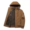 Nueva Chaqueta de Algodón Acolchada Otoño e Invierno para Hombre con Forro de Terciopelo Espeso, con Capucha, Chaqueta de Algodón para Personas de Mediana Edad y Mayores, Abrigo de Algodón con Capucha Desmontable, Parte Superior Cálida a Prueba de Viento