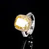 Huabi Joyería Fondo de Cobre Chapado en Oro Diamante de Alto Carbono Flor de Hielo Diamante Cuadrado Incrustación de Cobre Temperamento Lujo Ligero Anillo Cuadrado Fertilizante para Mujeres 10*12