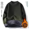 Suéter de Punto Grueso de Terciopelo para Hombre Suéter de Punto con Cuello Medio Degradado para Hombre Nuevo Suéter de Otoño e Invierno Capa Base Cálida