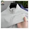Suéter de Forro Polar para Otoño e Invierno con Media Cremallera para Hombre, Nuevo Color Sólido, Cuello Alto, Camiseta Casual de Manga Larga, Camiseta Base para Hombre