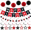 Conjunto de Decoração Colorido Multicor Tema Festa de Aniversário Banner de Estrela Pentagrama Espiral Favo de Mel Azul Preto Dourado