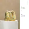 Saco de armazenamento espessado de algodão e linho com brocado, saco de armazenamento para chaleira, bolsa de pano portátil estilo chinês anti-queda, bolsa para conjunto de chá de uma chaleira e quatro xícaras