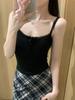 Camisola de Encaje de Rayón Estilo Coreano para Mujer con Almohadillas Integradas, Espalda Bonita de Nicho, Prendas Exteriores que Envuelven el Pecho, Top Básico Versátil