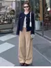 Jaqueta estilo Chanel feminina com ombros retos, nova coleção de outono 2026, conjunto de outono precoce estilo coreano, top curto