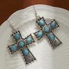 Aretes de Cruz de Piedra de Pino Explosiones Transfronterizas Aretes Exagerados de Alta Gama de Industria Pesada Aretes Creativos Bohemianos