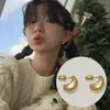 Pendientes Pequeños de Media Luna de Moda Estilo Mismo que la Blogger Coreana Fever, Aguja de Plata 925, Sencillos, Elegantes, Versátiles, Pendientes de Guisante