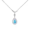 Collar de Plata Esterlina S925 con Gota de Agua para Mujer, Colgante en Forma de V con Forma de Pera de Aguamarina, Cadena Simple para Combinar con Todo, Estilo Ins, Cadena sin Color