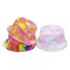 Chapéu de Pescador de Pelúcia Grossa Colorido Arco-Íris Tie-Dye Gradiente Tendência Versátil Outono/Inverno 2026 Chapéu Balde de Pelo Feminino