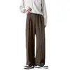 Elegantes pantalones para hombre para primavera y otoño, nuevo estilo de Hong Kong, pantalones casuales holgados de moda para hombres y mujeres, pantalones rectos de pierna ancha de color liso