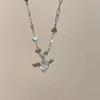 Collar de alas de ángel con viento fresco y dulce para mujer, cadena de clavícula con diseño avanzado y moderno de nicho, cadena de cuello con circonitas y amor para mujer