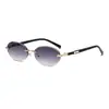 Nuevas Gafas de Sol con Montura Ovalada de Personalidad Europea y Americana Gafas de Sol Metálicas Retro de Alto Sentido Gafas de Sol de Tendencia de Moda