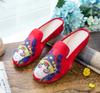Pantuflas Máscara de Ópera de Pekín Clásica Zapatos de Tela Bordados Tela para el Hogar Verano para Mujer