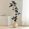 Árbol de Goma Black Diamond Planta Verde Artificial Decoración de Sala de Estar de Lujo de Gama Alta Planta Falsa Biónica Grande de Pie Estilo Wabi-Sabi